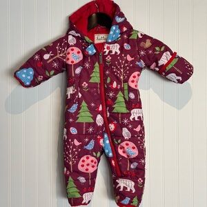 Hatley Kids' Burgundy pink  snowsuit winter gear Footie